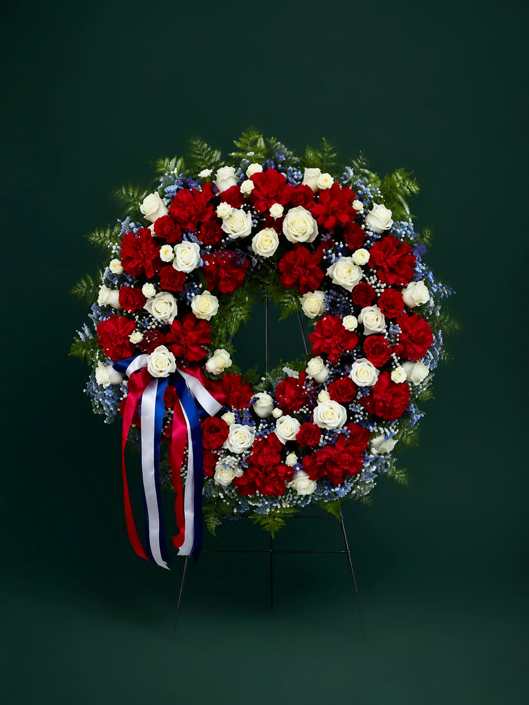 Red & White Funeral Wreath