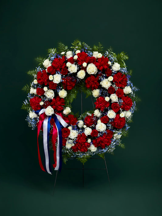Red & White Funeral Wreath