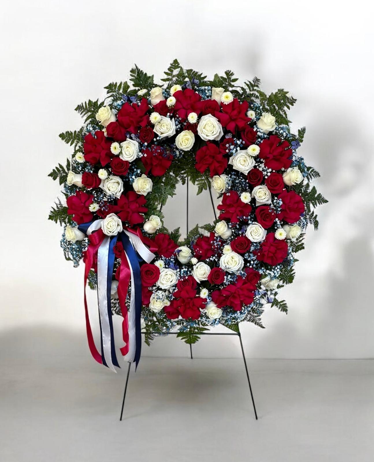 Red & White Funeral Wreath